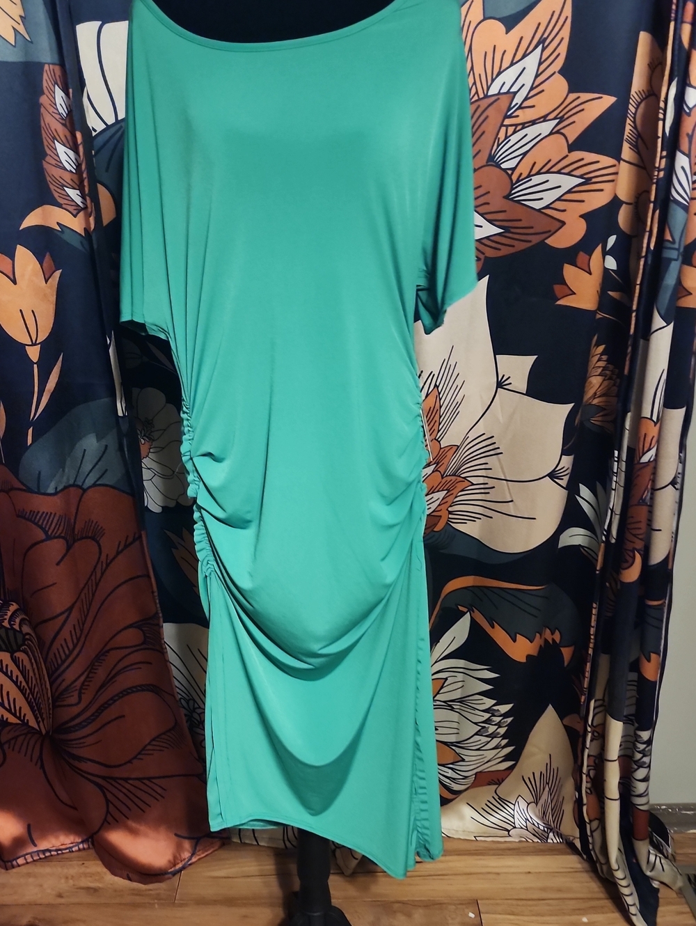 Ashley Stewart Seafoam Green Draped Midi Dress